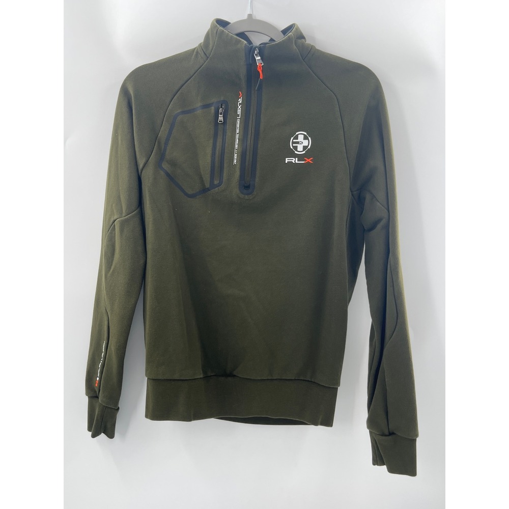 RLX Ralph Lauren Mens‎ Olive Green Expedition Technology 1/4 Zip Pullover Small
